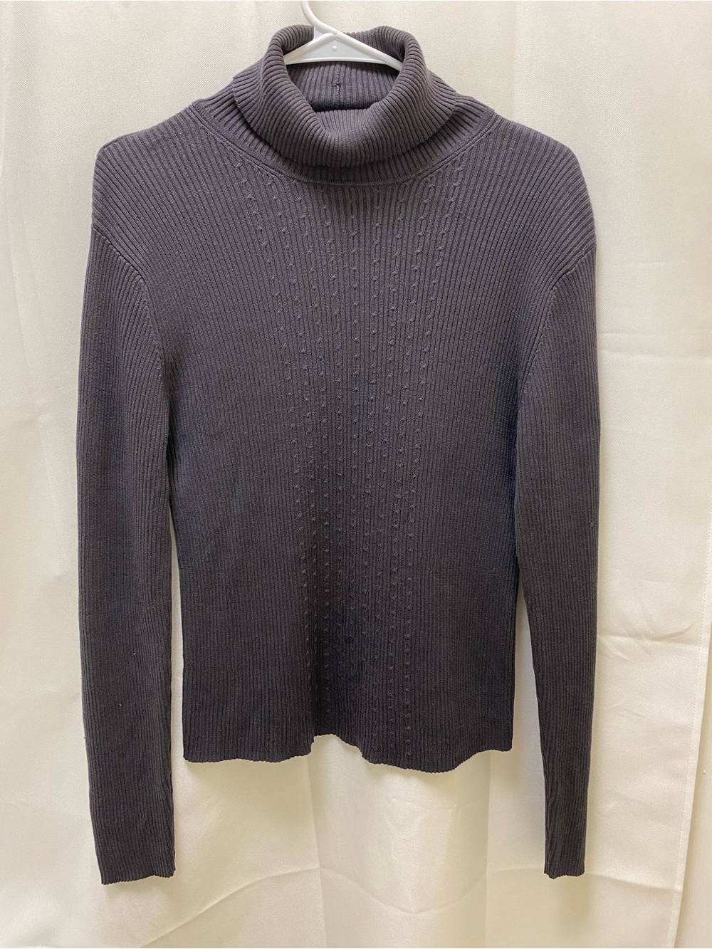 Turtleneck Ribbed Knit Sweater - Charcoal